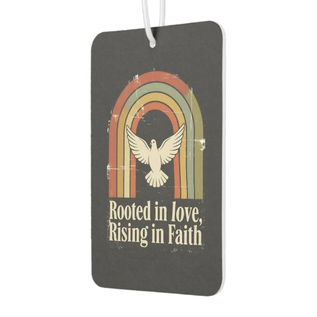 Retro rooted and rising faith design car air freshener (Left)