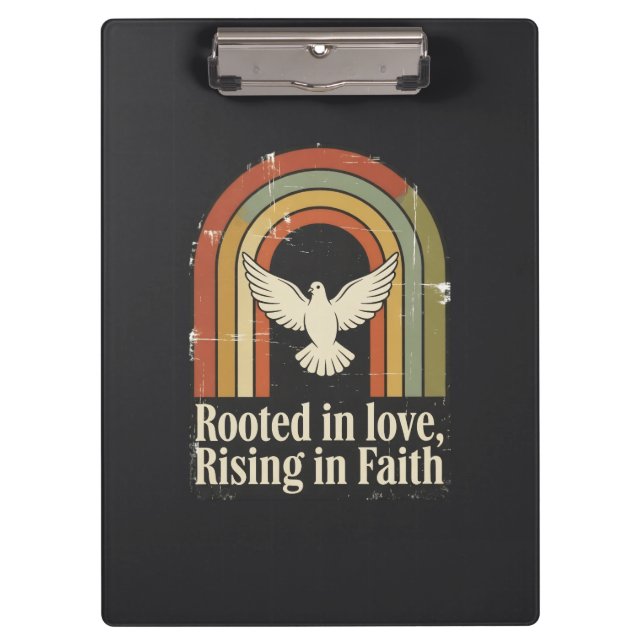 Retro rooted and rising faith design clipboard (Front)