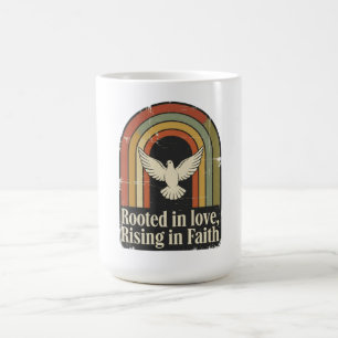 Retro rooted and rising faith design coffee mug