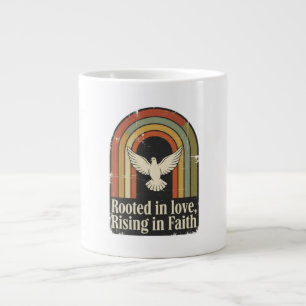 Retro rooted and rising faith design large coffee mug
