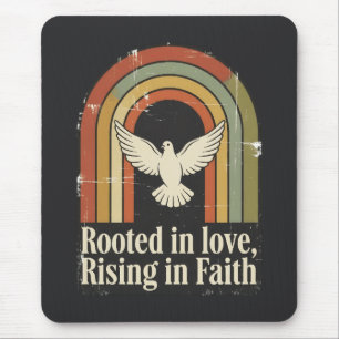 Retro rooted and rising faith design mouse mat