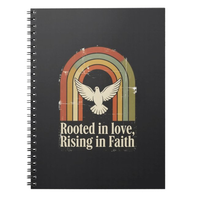 Retro rooted and rising faith design notebook (Front)