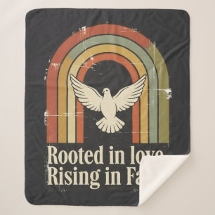 Retro rooted and rising faith design sherpa blanket
