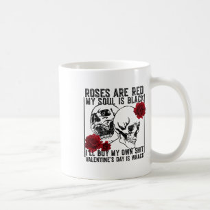 Retro Rose Are Red My Soul Is Black Skeleton Anti Coffee Mug
