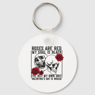 Retro Rose Are Red My Soul Is Black Skeleton Anti Key Ring