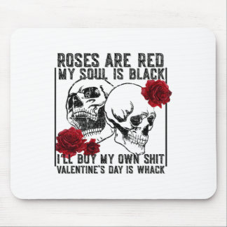 Retro Rose Are Red My Soul Is Black Skeleton Anti  Mouse Mat