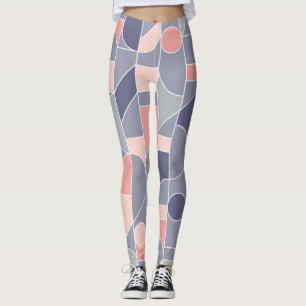 Retro Rose Grey Seamless Motif Leggings