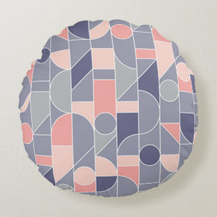 Retro Rose Grey Seamless Motif Round Cushion