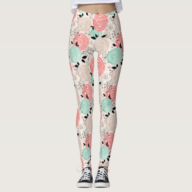 Retro, roses leggings (Front)