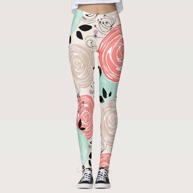 Retro, roses leggings (Front)