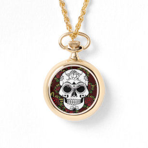 Retro roses sugar skull rockabilly cool Watch
