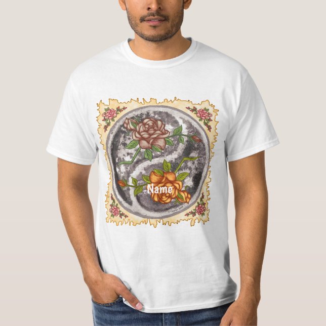 Retro Roses Yin Yang T-Shirt (Front)