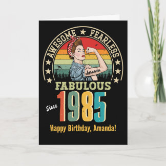 Retro Rosie Riveter Custom Birthday Card for Women