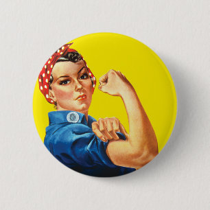 Retro Rosie the Riveter Feminist - We Can Do It 6 Cm Round Badge