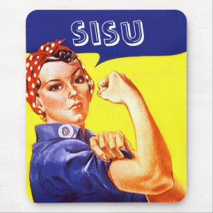 Retro Rosie the Riveter Sisu steady cool Strength Mouse Mat