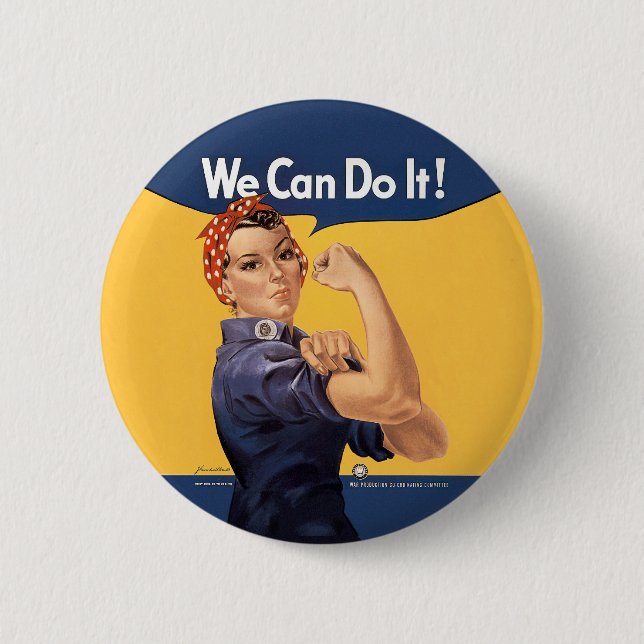 Retro Rosie We Can Do It 6 Cm Round Badge (Front)