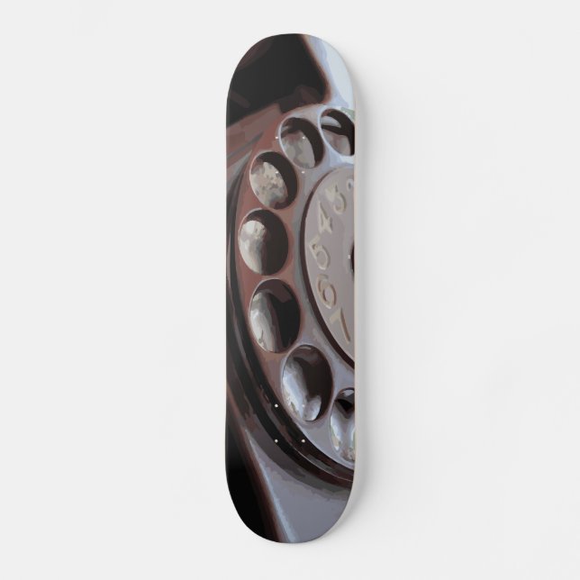 Retro Rotary Dial Phone Vintage Design Skateboard (Front)