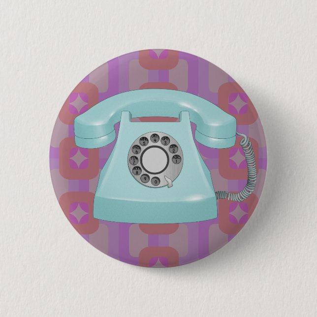 Retro Rotary Phone 6 Cm Round Badge (Front)