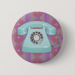 Retro Rotary Phone 6 Cm Round Badge