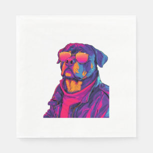 Retro Rottweiler – 80s Neon Vibe Dog Napkin