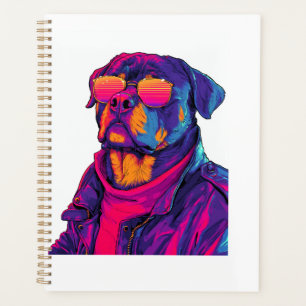 Retro Rottweiler � 80s Neon Vibe Dog Planner