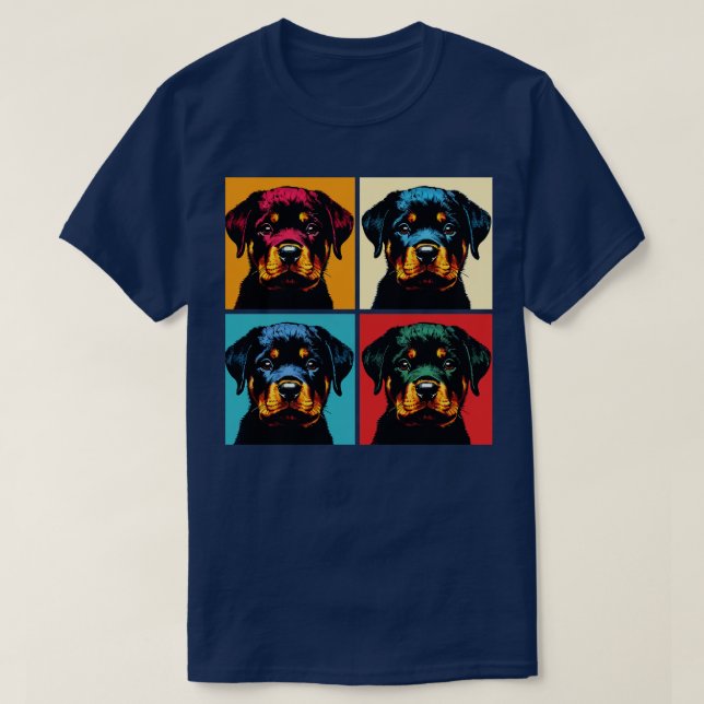Retro Rottweiler Art Cute Puppy T-Shirt (Design Front)