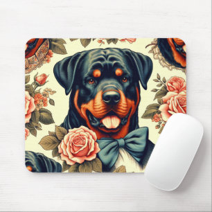 Retro Rottweiler Illustration Mouse Mat