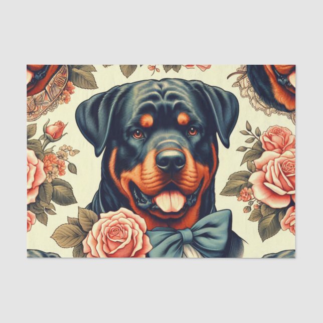 Retro Rottweiler Illustration Tissue Paper (Front)