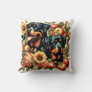 Retro Rottweiler Painting Cushion
