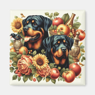 Retro Rottweiler Painting Magnet