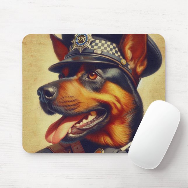 Retro Rottweiler Painting Mouse Mat (With Mouse)