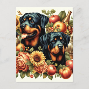 Retro Rottweiler Painting Postcard