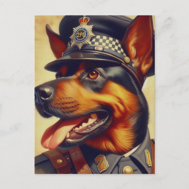 Retro Rottweiler Painting Postcard (Front)