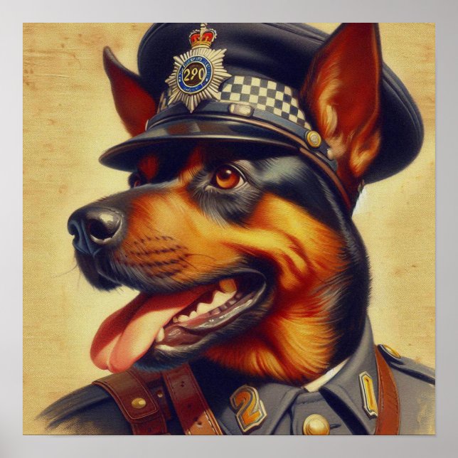 Retro Rottweiler Painting Poster (Front)