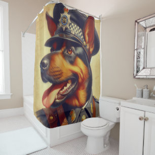 Retro Rottweiler Painting Shower Curtain