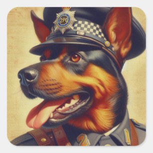 Retro Rottweiler Painting Square Sticker