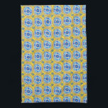 Retro Round Tiles Mexico Daisy Pattern Yellow Tea Towel<br><div class="desc">Decorate your kitchen with this hand drawn retro round daisy tiles pattern towel. Makes a great housewarming or wedding gift! 
You can customise it and add text too.
Check my shop for lots more colours and patterns plus matching items for your home!</div>