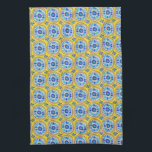 Retro Round Tiles Mexico Daisy Pattern Yellow Tea Towel<br><div class="desc">Decorate your kitchen with this hand drawn retro round daisy tiles pattern towel. Makes a great housewarming or wedding gift! 
You can customise it and add text too.
Check my shop for lots more colours and patterns plus matching items for your home!</div>