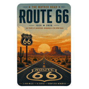 Retro Route 66 Centennial Desert Art Magnet