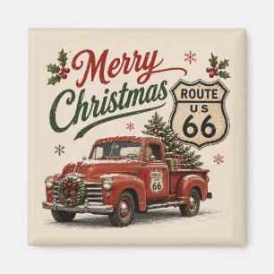 Retro Route 66 Christmas Fridge Decor Magnet