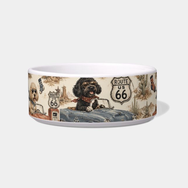 Retro Route 66 Dog Bowl (Front)