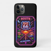 Retro Route 66 Neon Sunset Phone Accessory