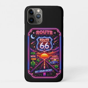 Retro Route 66 Neon Sunset Phone Accessory iPhone 11 Pro Case