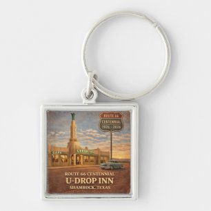 Retro Route 66 Shamrock Texas Roadside Gift Key Ring