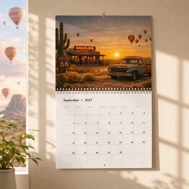 Retro Route 66 Sunset Roadtrip Adventure Calendar (Creator Uploaded)