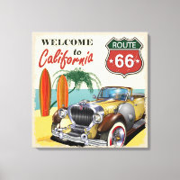 Retro  Route 66 "Welcome to California" poster,