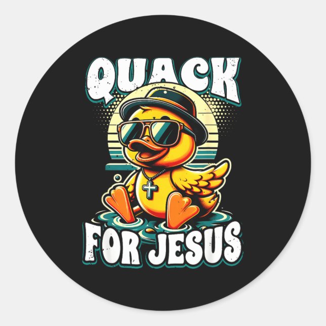 Retro Rubber Duck Christian Rubber Ducky Quacks Fo Classic Round Sticker (Front)
