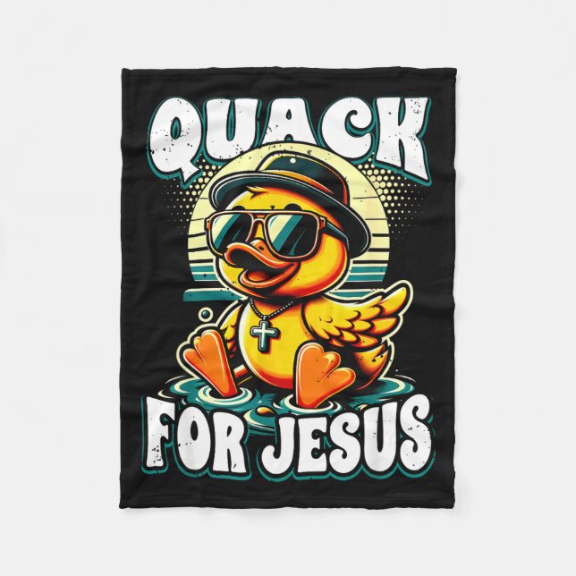 Retro Rubber Duck Christian Rubber Ducky Quacks Fo Fleece Blanket (Front)