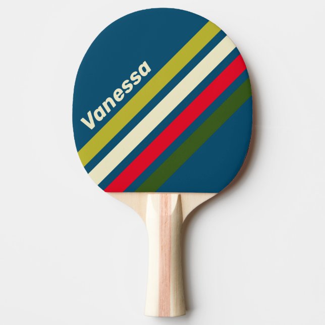 Retro Rugby Angled Striping with Name Ping Pong Paddle (Front)