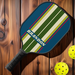 Retro Rugby Board Stripes with Name Pickleball Paddle